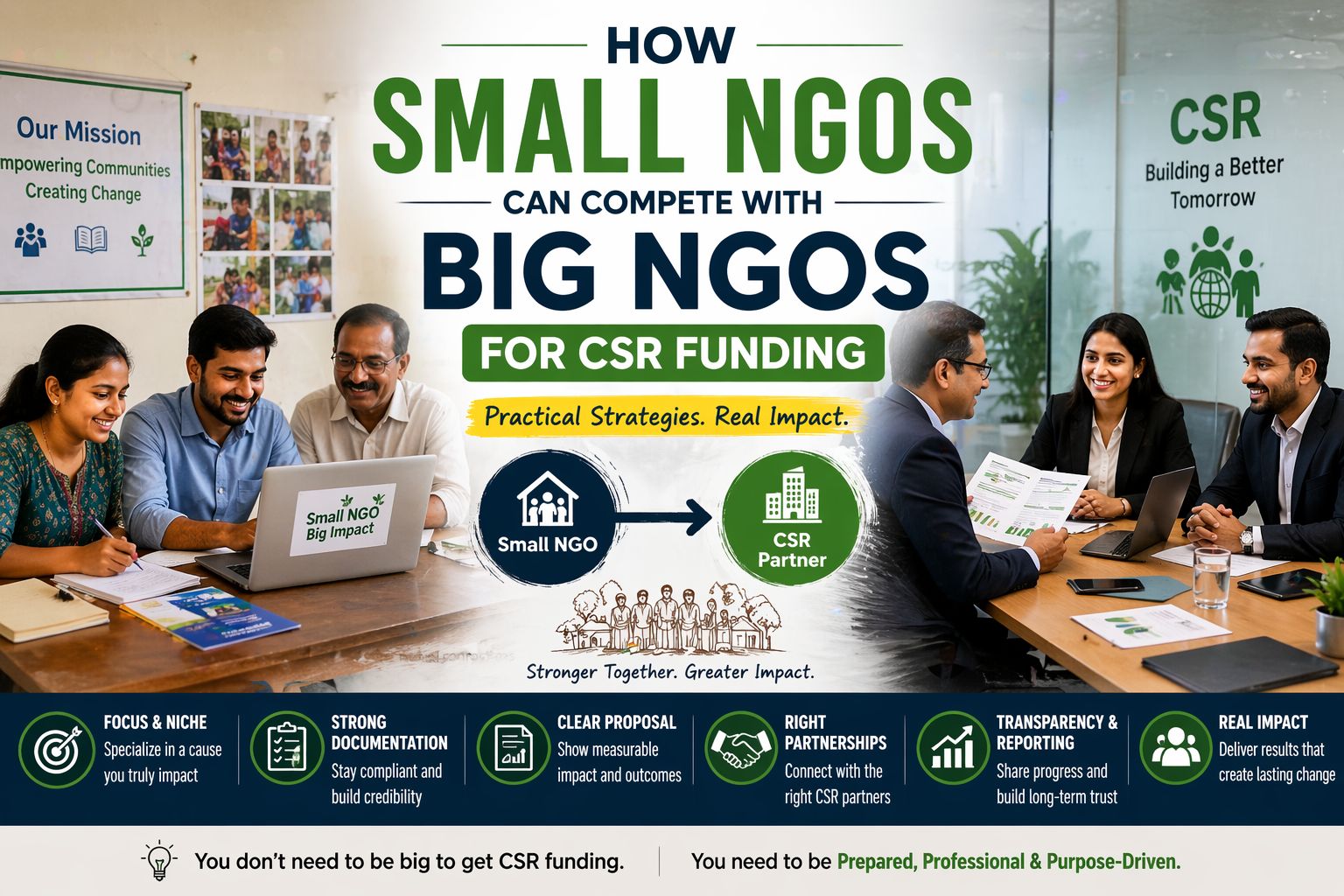 How Small NGOs Can Compete with Big NGOs for CSR Funding (2026 Guide)