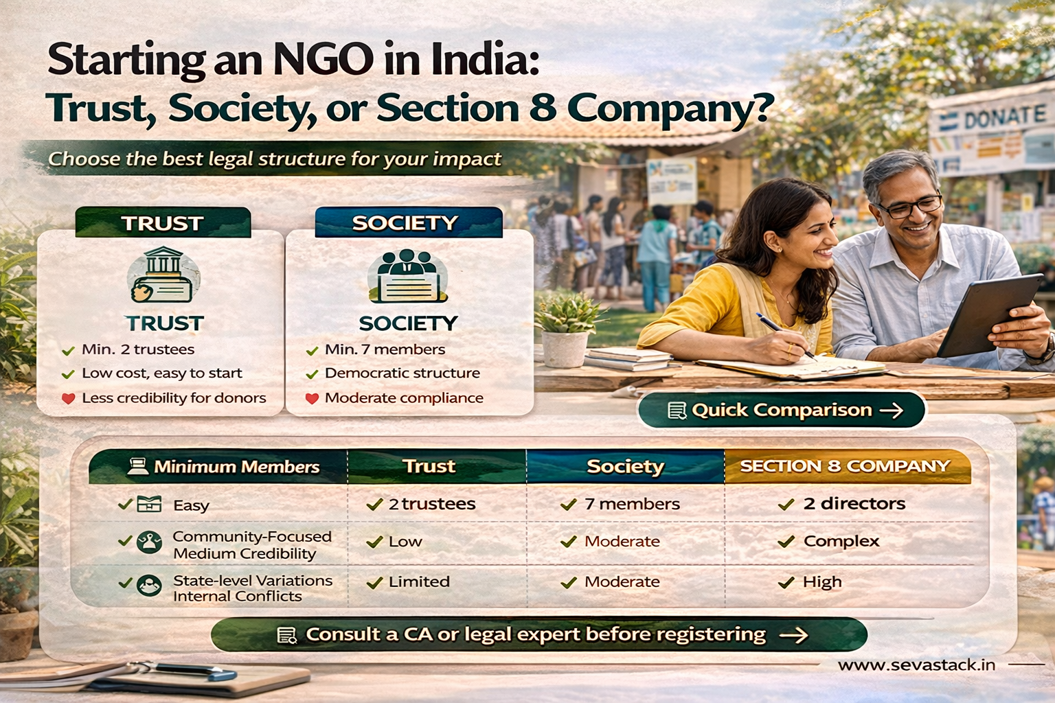 Starting an NGO in India: Trust, Society, or Section 8 Company?