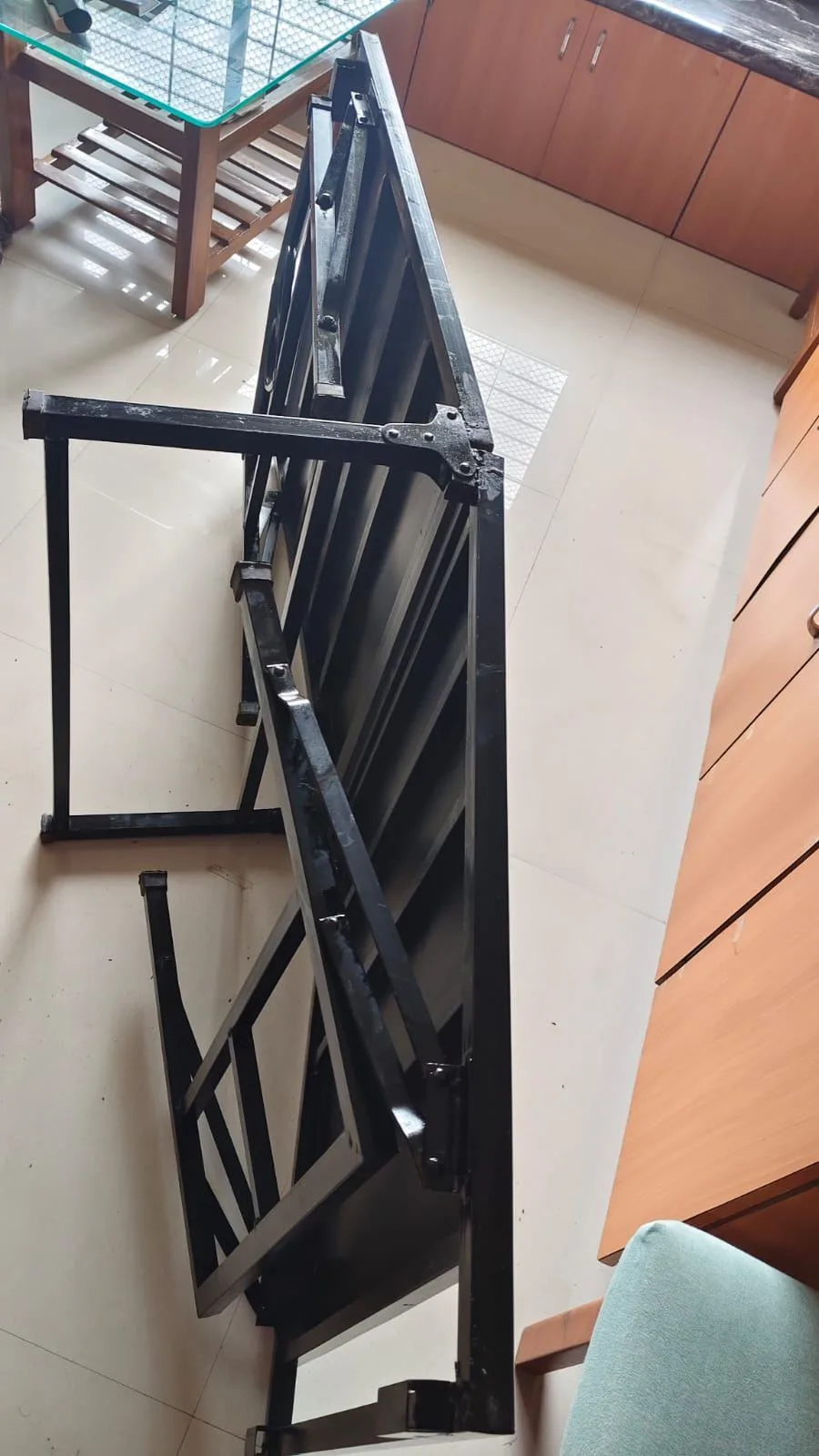 Foldable iron Single Bed with Fresh Mattress — photo 2