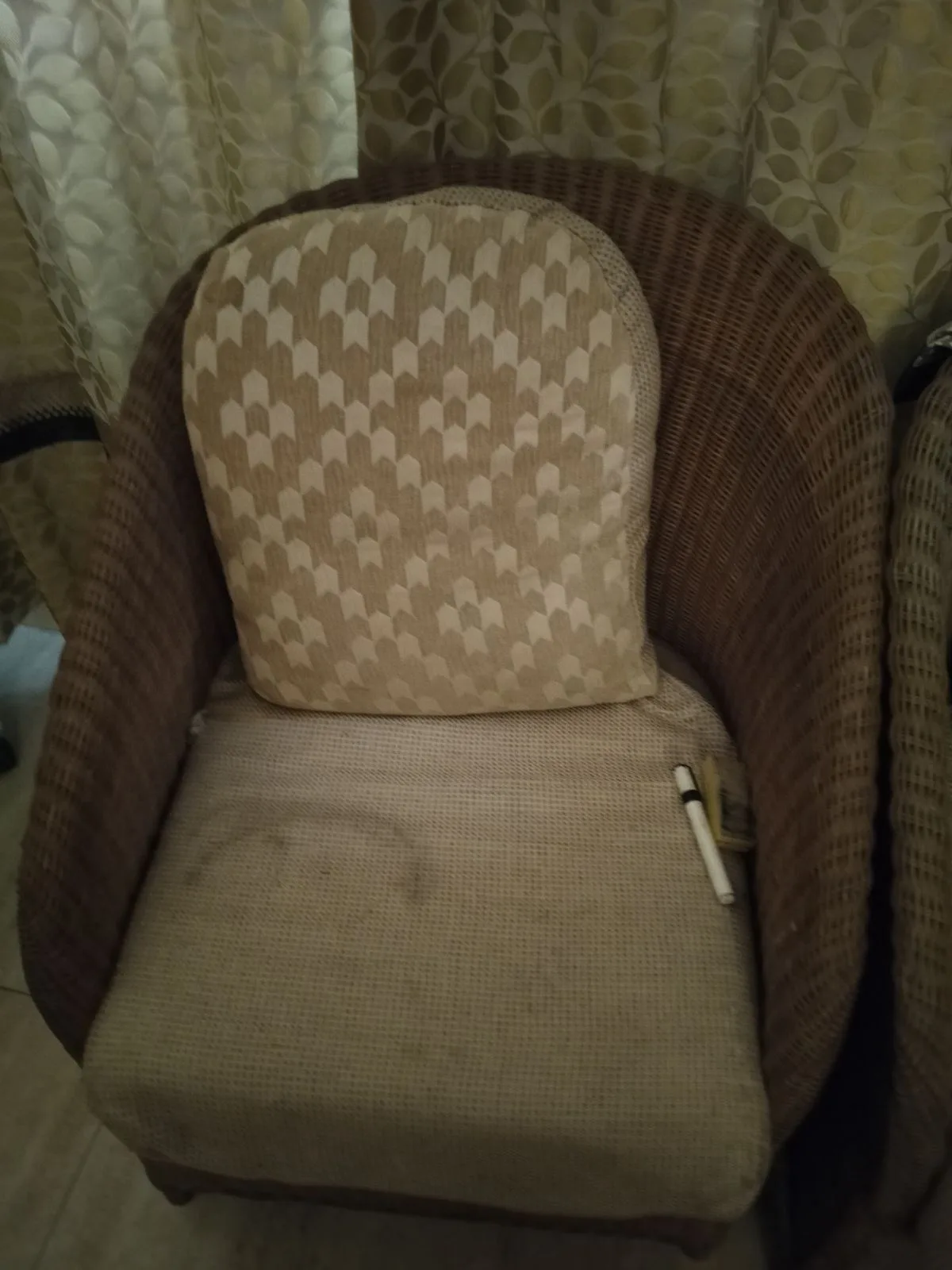 2 cane chairs with seat and back cushions — New delhi