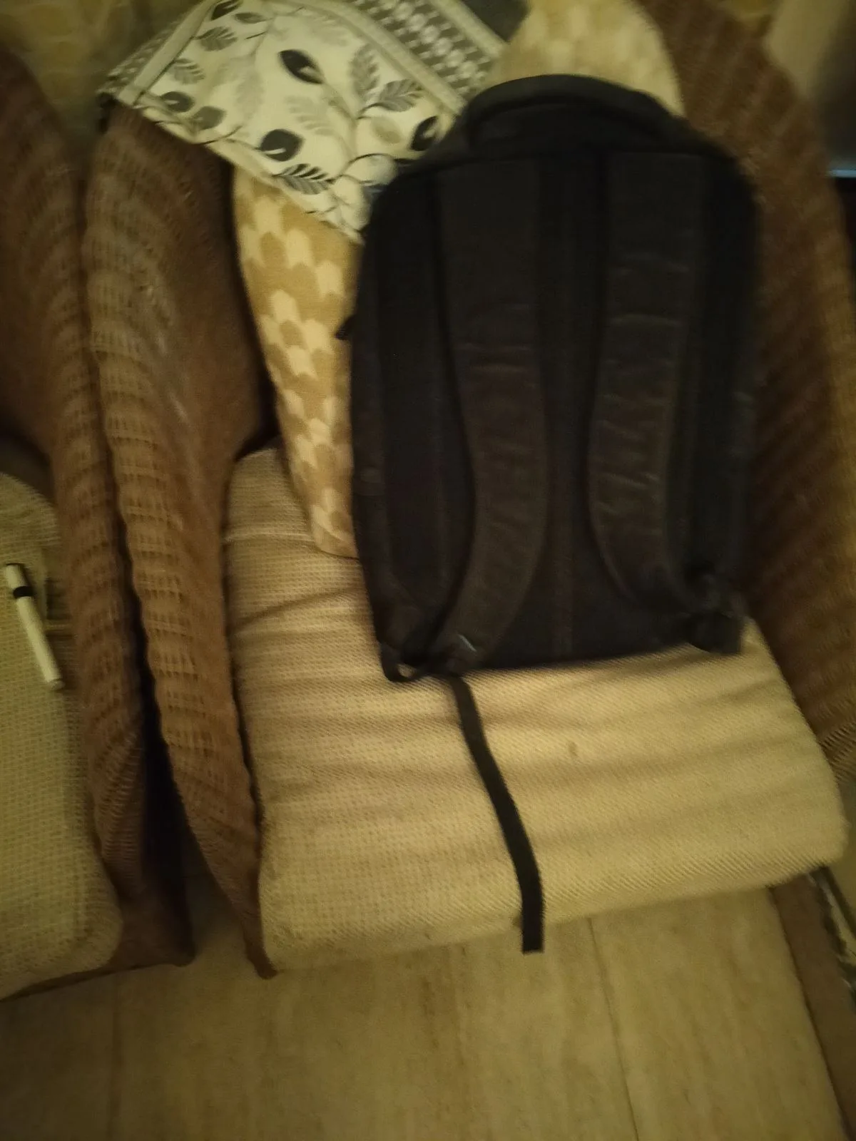 2 cane chairs with seat and back cushions — photo 2